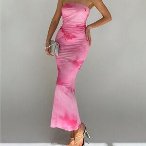 Elegant Pink Strapless Dress